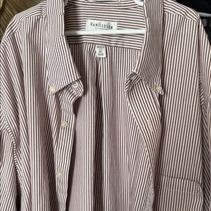 Van Heusen Men's Casual Striped Shirt - Burgundy and White